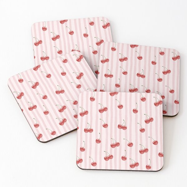 Item preview, Striped Cherry Print Minimalist Pink Background Pattern designed and sold by l1ttl3fr34k.