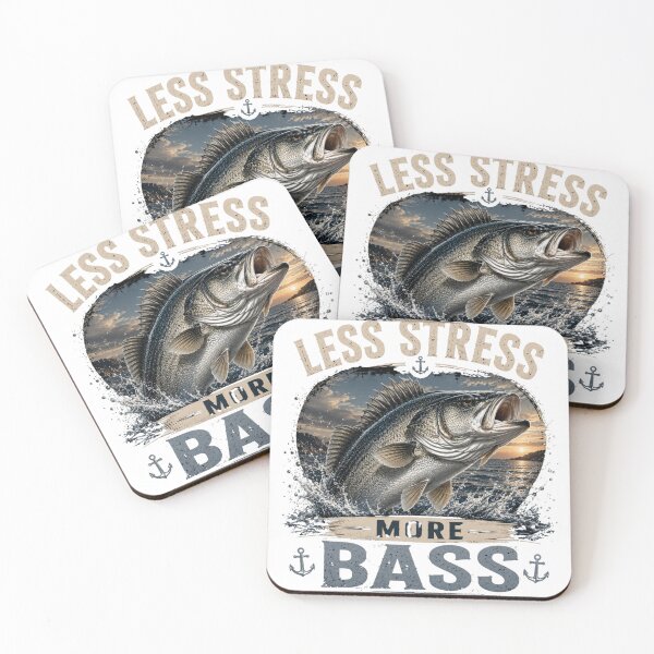 Item preview, Less Stress More Bass – Funny Sea Bass Fishing Design designed and sold by Fishing iq.