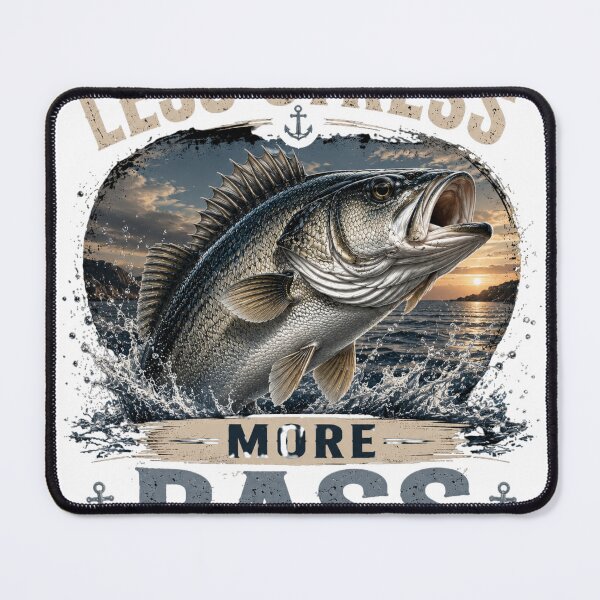 Item preview, Less Stress More Bass – Funny Sea Bass Fishing Design designed and sold by Fishing iq.