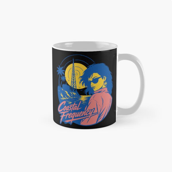 Item preview, Coastal Frequency Retro 80s Girl Synthwave Radio Sunset designed and sold by wmhtees.