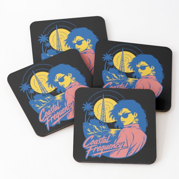 Item preview, Coastal Frequency Retro 80s Girl Synthwave Radio Sunset designed and sold by wmhtees.