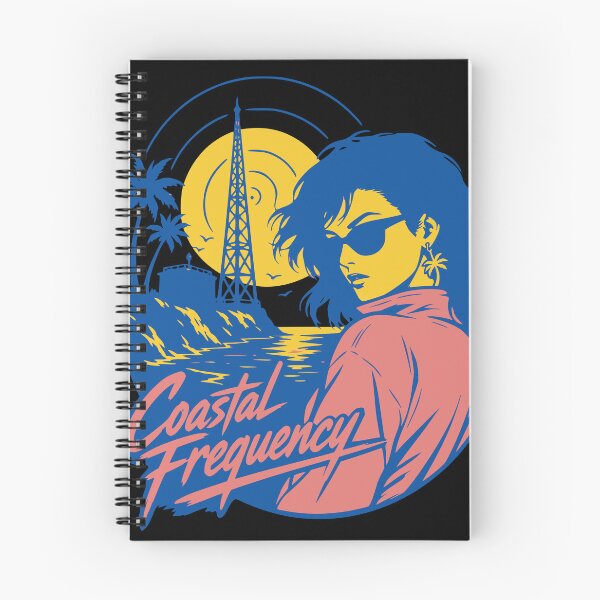 Item preview, Coastal Frequency Retro 80s Girl Synthwave Radio Sunset designed and sold by wmhtees.