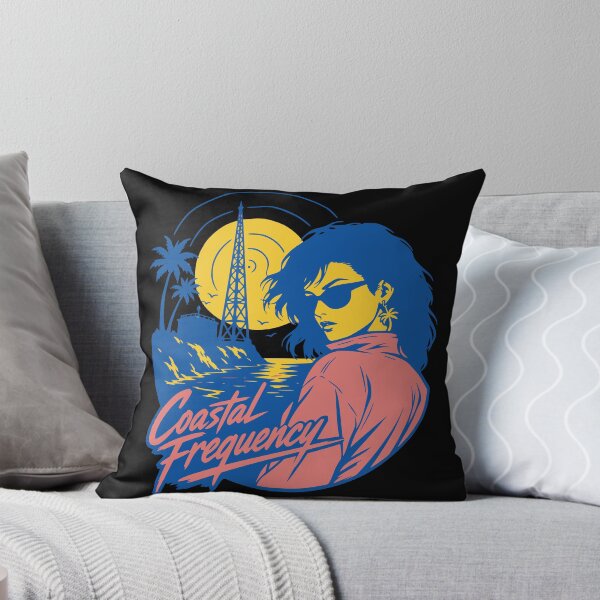 Item preview, Coastal Frequency Retro 80s Girl Synthwave Radio Sunset designed and sold by wmhtees.