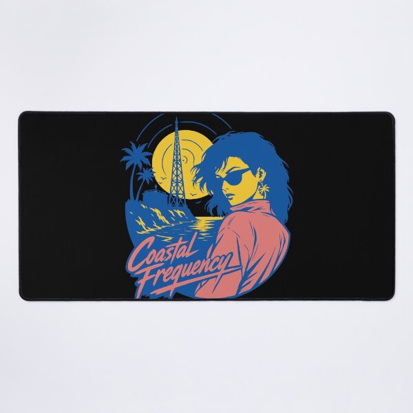 Item preview, Coastal Frequency Retro 80s Girl Synthwave Radio Sunset designed and sold by wmhtees.