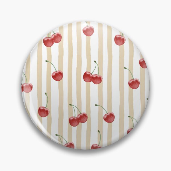 Item preview, Striped Cherry Print Minimalist Butter Yellow Pattern designed and sold by l1ttl3fr34k.