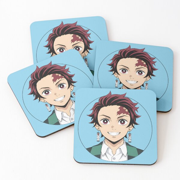 Item preview, Tanjiro Kamado, showcasing his iconic dark red-tipped spiky hair, large gentle burgundy eyes, and the prominent scar on the upper left side of his forehead. designed and sold by luffy2374.