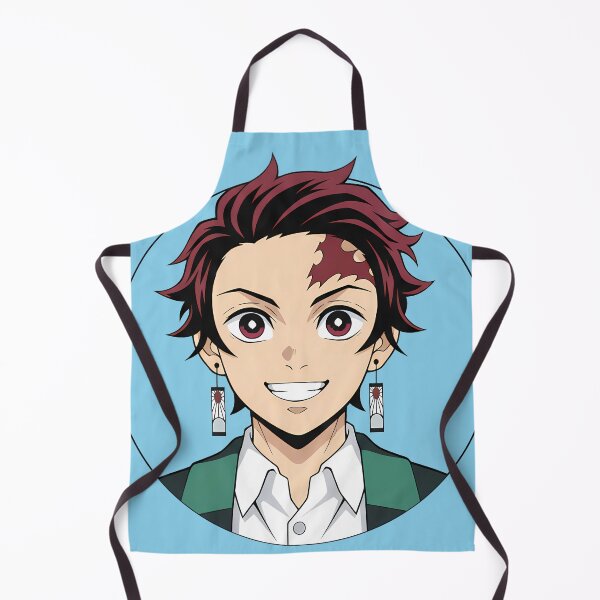 Item preview, Tanjiro Kamado, showcasing his iconic dark red-tipped spiky hair, large gentle burgundy eyes, and the prominent scar on the upper left side of his forehead. designed and sold by luffy2374.