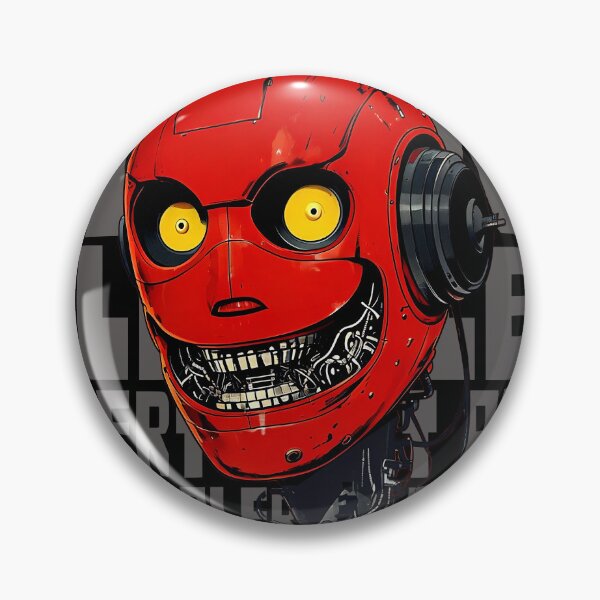 Item preview, Evil smiling robot danger alert dystopian sci-fi science fiction designed and sold by BigMRanch.