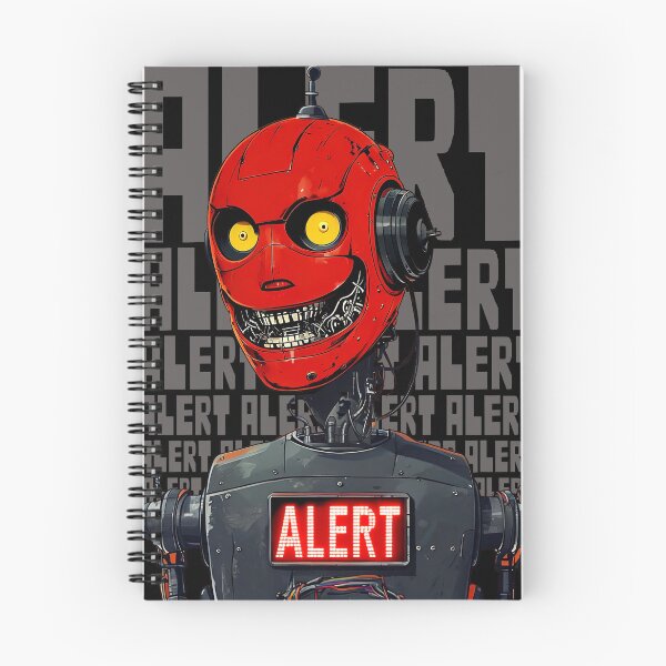 Item preview, Evil smiling robot danger alert dystopian sci-fi science fiction designed and sold by BigMRanch.