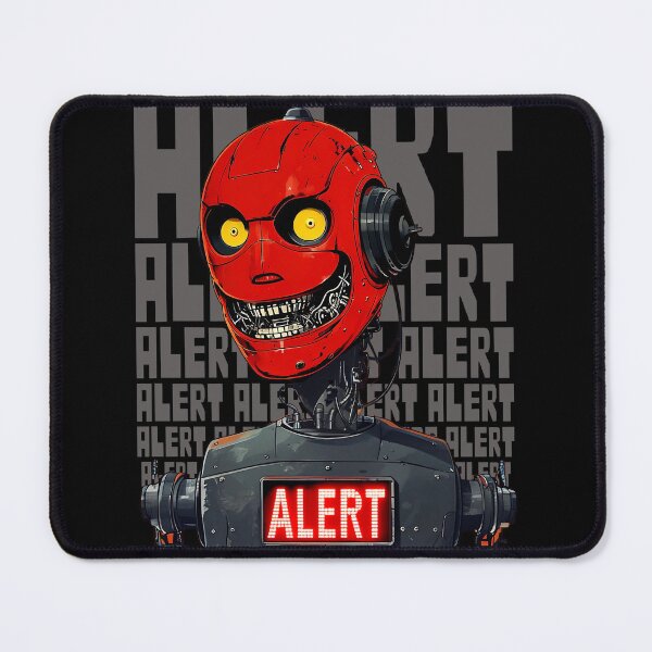 Item preview, Evil smiling robot danger alert dystopian sci-fi science fiction designed and sold by BigMRanch.