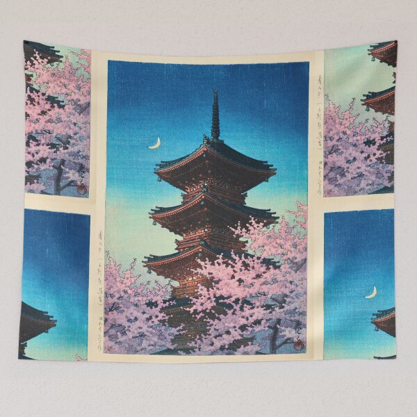Item preview, Haru no Yu (Spring Evening at Toshogu in Ueno) by Hasui Kawase | Japanese Temple Poster | Japandi Wall Art designed and sold by artofuniverse.