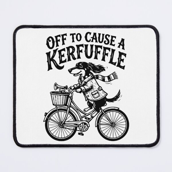 Item preview, Off To Cause A Kerfuffle Dachshund Dog Riding Bicycle Vintage designed and sold by raedattia.