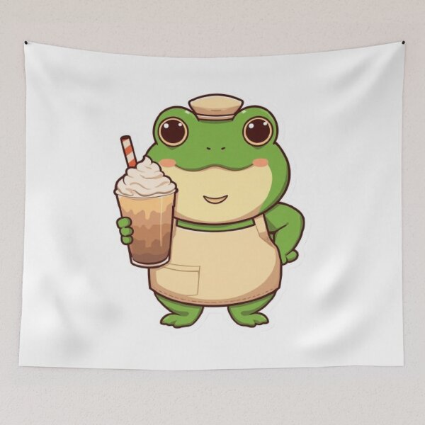 Item preview, Cute Frog Barista Kawaii Sticker | Adorable Coffee Lover Frog designed and sold by Stylestickers55.