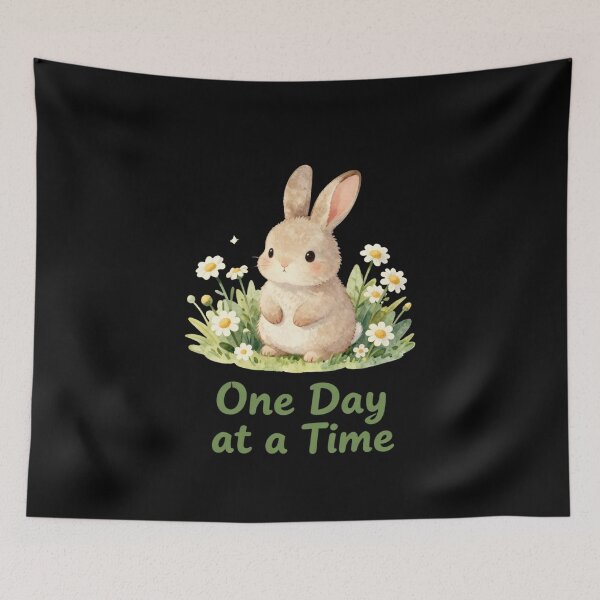 Item preview, One Day At A Time | Cute Bunny Mental Health Affirmation Sticker | Self Love Gift | Encouraging Quote Sticker designed and sold by Davestre Designs.