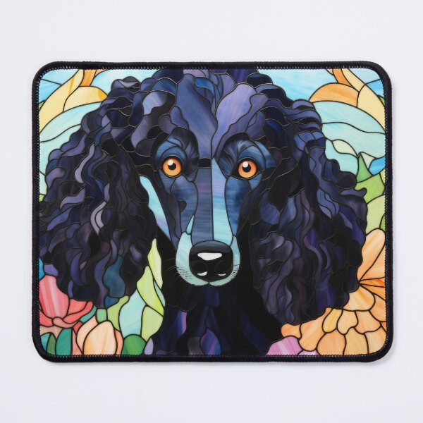 Item preview, Black Poodle Stained Glass Window Floral Dog Art designed and sold by pinkal.