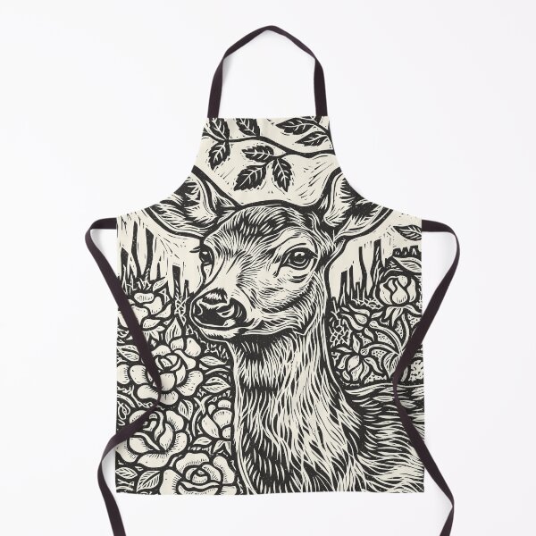 Item preview, Floral Deer Linocut Style Vintage Woodland Animal designed and sold by Y-Vibes.
