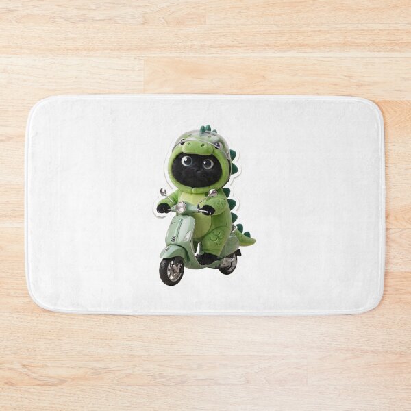 Item preview, Cute Black Cat in Dinosaur Costume Riding a Mint Vespa designed and sold by Produk Z.