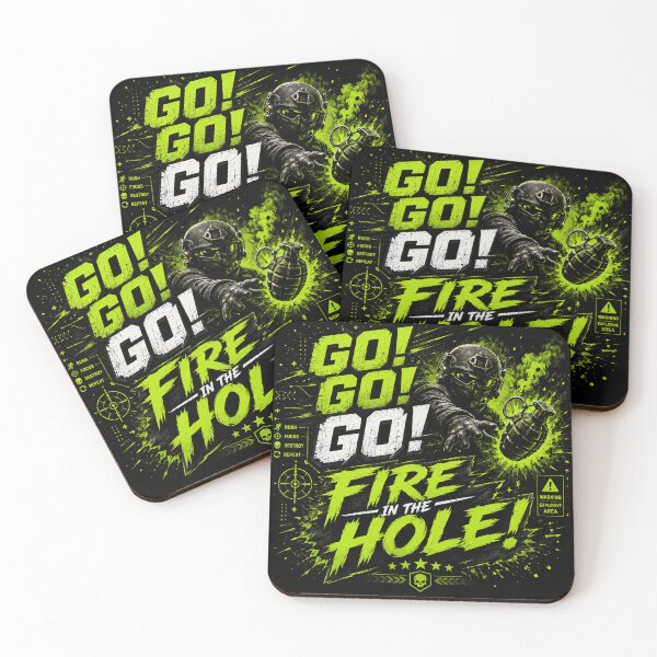 Item preview, GO! GO! GO! — FIRE IN THE HOLE! | Neon Tactical Gaming Design designed and sold by Nusha Creations.