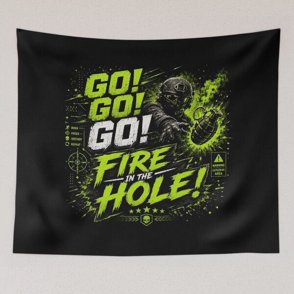 Item preview, GO! GO! GO! — FIRE IN THE HOLE! | Neon Tactical Gaming Design designed and sold by Nusha Creations.