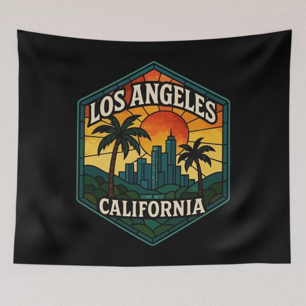 Item preview, Los Angeles California USA Stained Glass Art Travel designed and sold by TomFrontierArt.