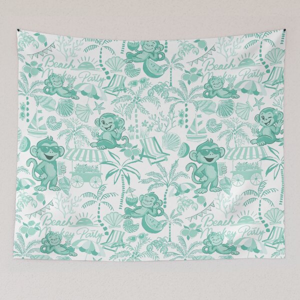 Item preview, Chilling Monkey - Monochrome  Aquamarine Green designed and sold by Fabricatemyart.