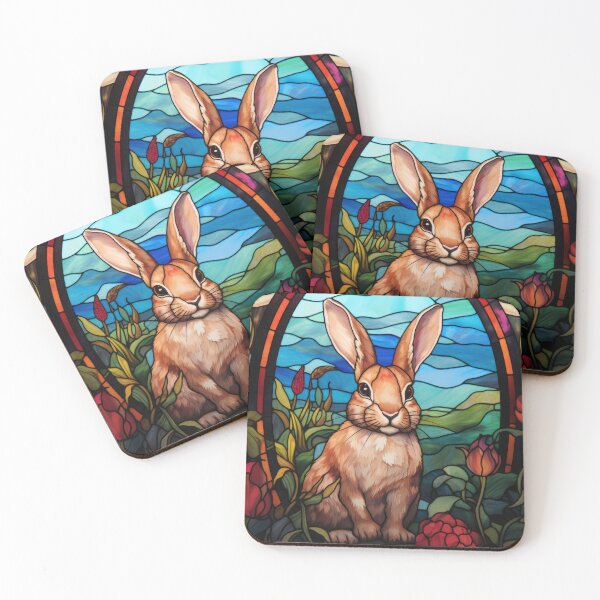 Item preview, Rabbit Stained Glass Window Woodland Garden Art designed and sold by pinkal.