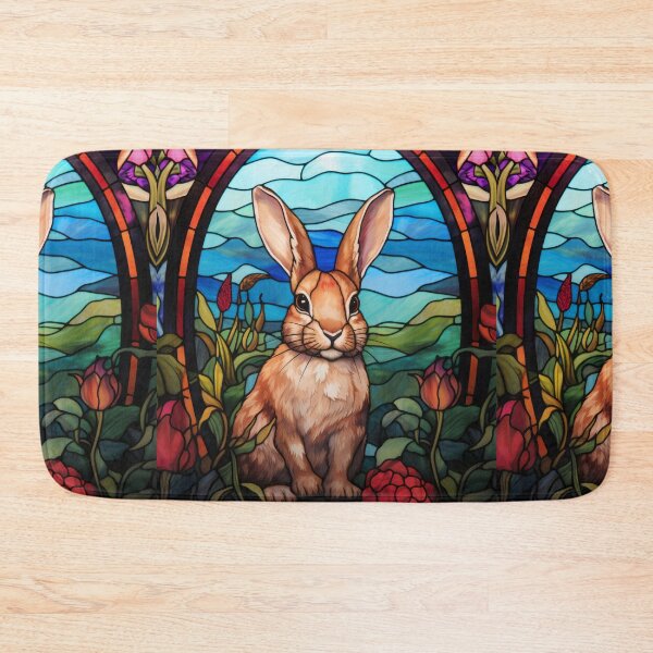 Item preview, Rabbit Stained Glass Window Woodland Garden Art designed and sold by pinkal.