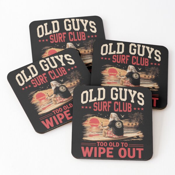 Item preview, Old Guys Surf Club Too Old to Wipe Out Funny Vintage Surfer Beach designed and sold by CutOutIdols.