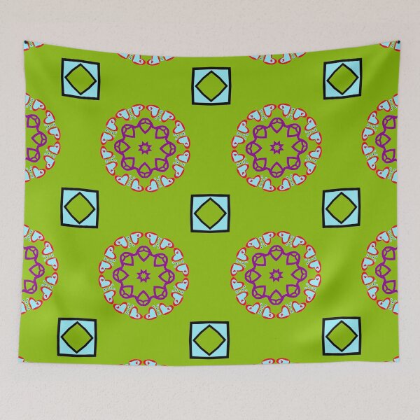Item preview, Retro Lime Green Heart Mandala Patter designed and sold by Tinsleybluebell.