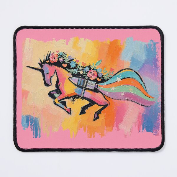 Item preview, Rainbow rocket fantasy flying unicorn girly flowers designed and sold by BigMRanch.