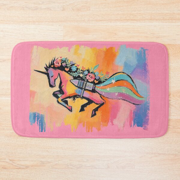 Item preview, Rainbow rocket fantasy flying unicorn girly flowers designed and sold by BigMRanch.