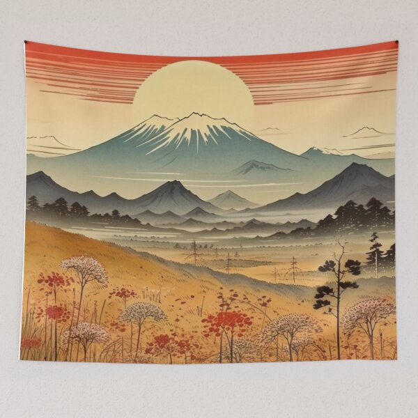 Item preview, Traditional Japanese Illustration - Sunrise in the Field designed and sold by DaisukiTokyo.