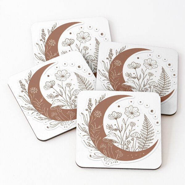 Item preview, Boho Crescent Moon Wildflower Line Art designed and sold by Khatumeye.