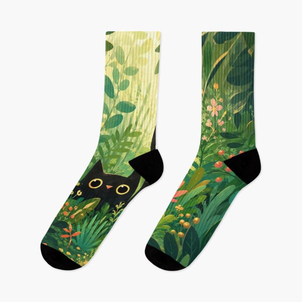 Item preview, Cute Black Cat Forest Art | Whimsical Cat Illustration | Woodland Nature Wall Decor designed and sold by AbstractAuraArt.