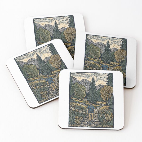 Item preview, Tatras Mountains Hiking Art Koscieliska Valley Linocut Landscape designed and sold by GabeMountainArt.