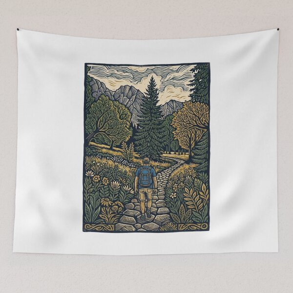 Item preview, Tatras Mountains Hiking Art Koscieliska Valley Linocut Landscape designed and sold by Gabe1983.