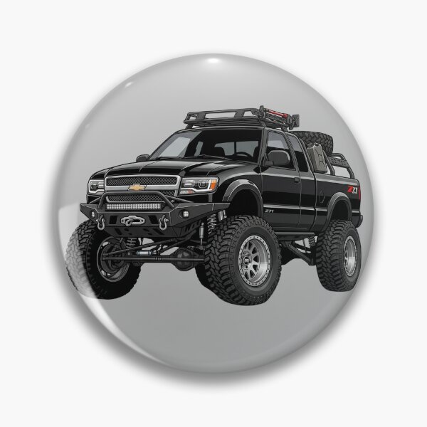 Item preview, 1990s Chevrolet S10 Z71 Lifted Black Offroad Pickup Truck Illustration designed and sold by Motorline44.