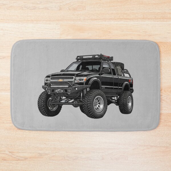 Item preview, 1990s Chevrolet S10 Z71 Lifted Black Offroad Pickup Truck Illustration designed and sold by Motorline44.