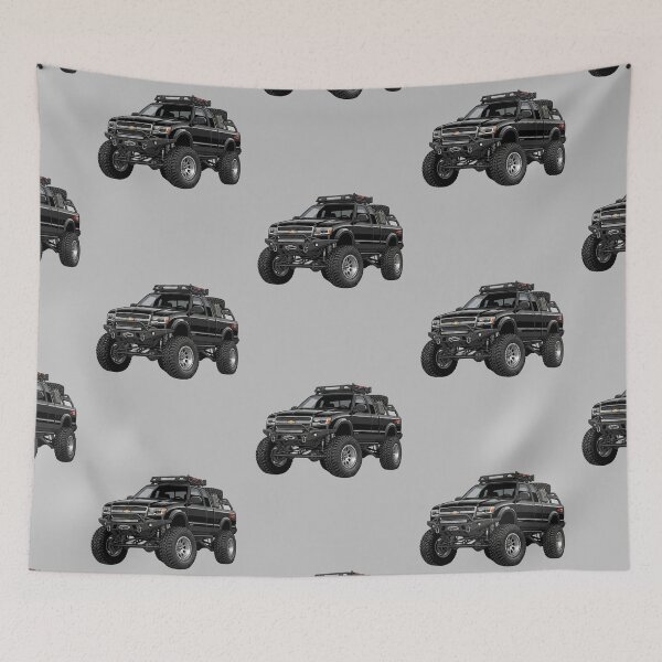 Item preview, 1990s Chevrolet S10 Z71 Lifted Black Offroad Pickup Truck Illustration designed and sold by Motorline44.