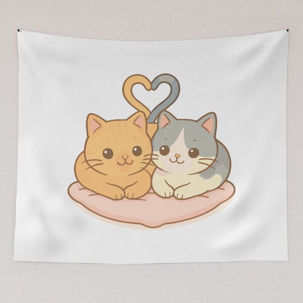 Item preview, Sweet cats in the heart: Pastel couple designed and sold by Pineapple-Tree.