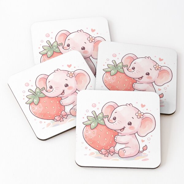 Item preview, A Sweet Baby Elephant - Pastel Pink, Kawaii Illustration designed and sold by DigitfanStudio.