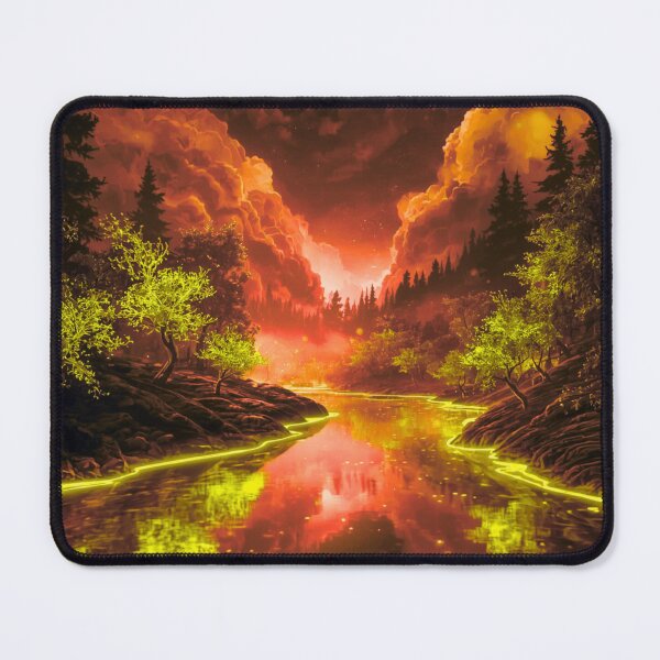 Item preview, Fantasy Fire River Landscape | Glowing Forest Nature Artwork designed and sold by DervoTeck2767.