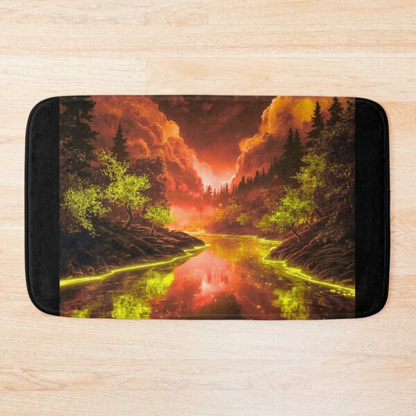 Item preview, Fantasy Fire River Landscape | Glowing Forest Nature Artwork designed and sold by DervoTeck2767.