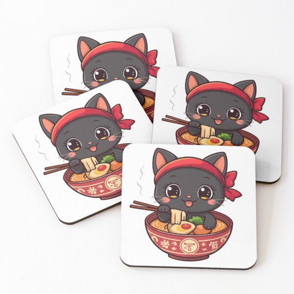 Item preview, Cute Ramen Cat Kawaii Sticker | Black Kitten Japanese Noodle Bowl designed and sold by Stylestickers55.
