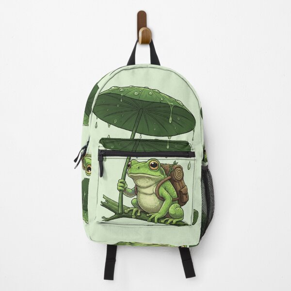 Item preview, Adventure Frog with Leaf Umbrella & Backpack designed and sold by carthagia.