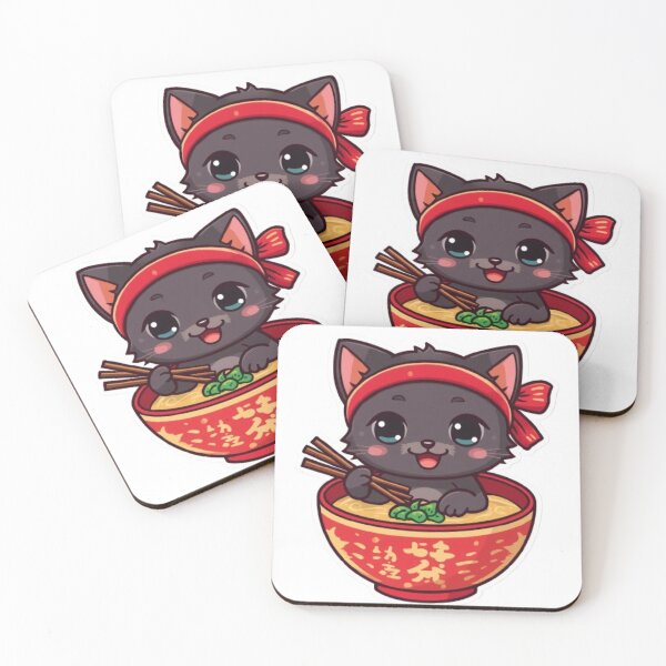 Item preview, Kawaii Ramen Cat Sticker | Cute Black Kitten Japanese Food Art designed and sold by Stylestickers55.