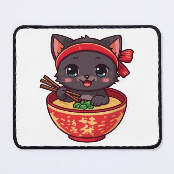 Item preview, Kawaii Ramen Cat Sticker | Cute Black Kitten Japanese Food Art designed and sold by Stylestickers55.