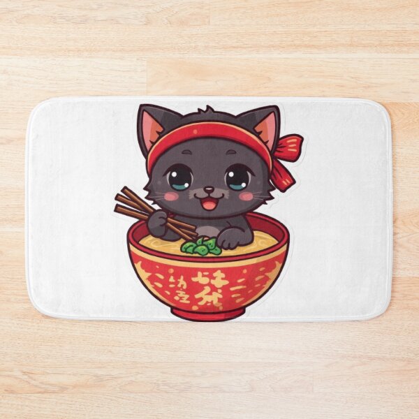 Item preview, Kawaii Ramen Cat Sticker | Cute Black Kitten Japanese Food Art designed and sold by Stylestickers55.