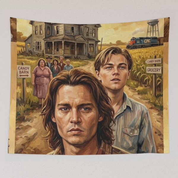 Aperçu de l'œuvre Affiche de film hommage au drame rétro Gilbert Grape, inspirée des petites villes créée et vendue par Art's Diner.