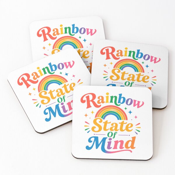 Item preview, Rainbow State of Mind Colorful Typography Inspirational Quote designed and sold by INVITOARTE.